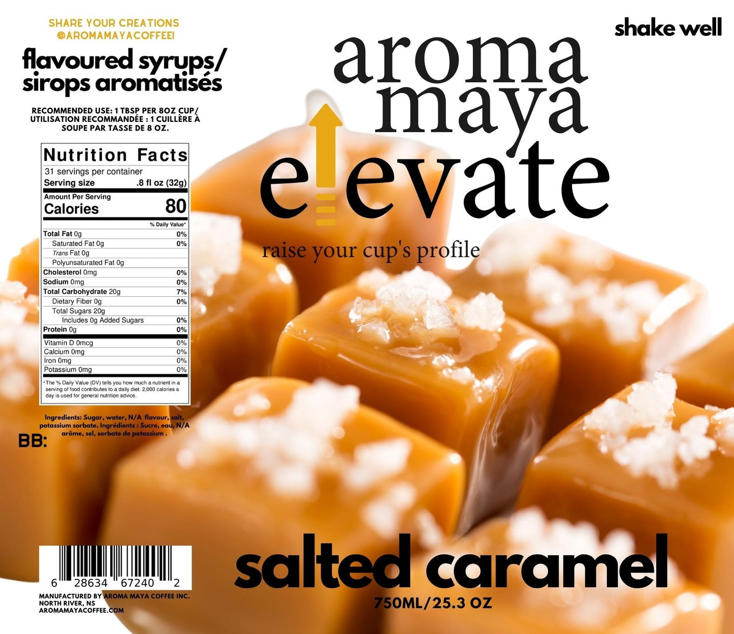 Elevate Syrup 750ml Salted Caramel
