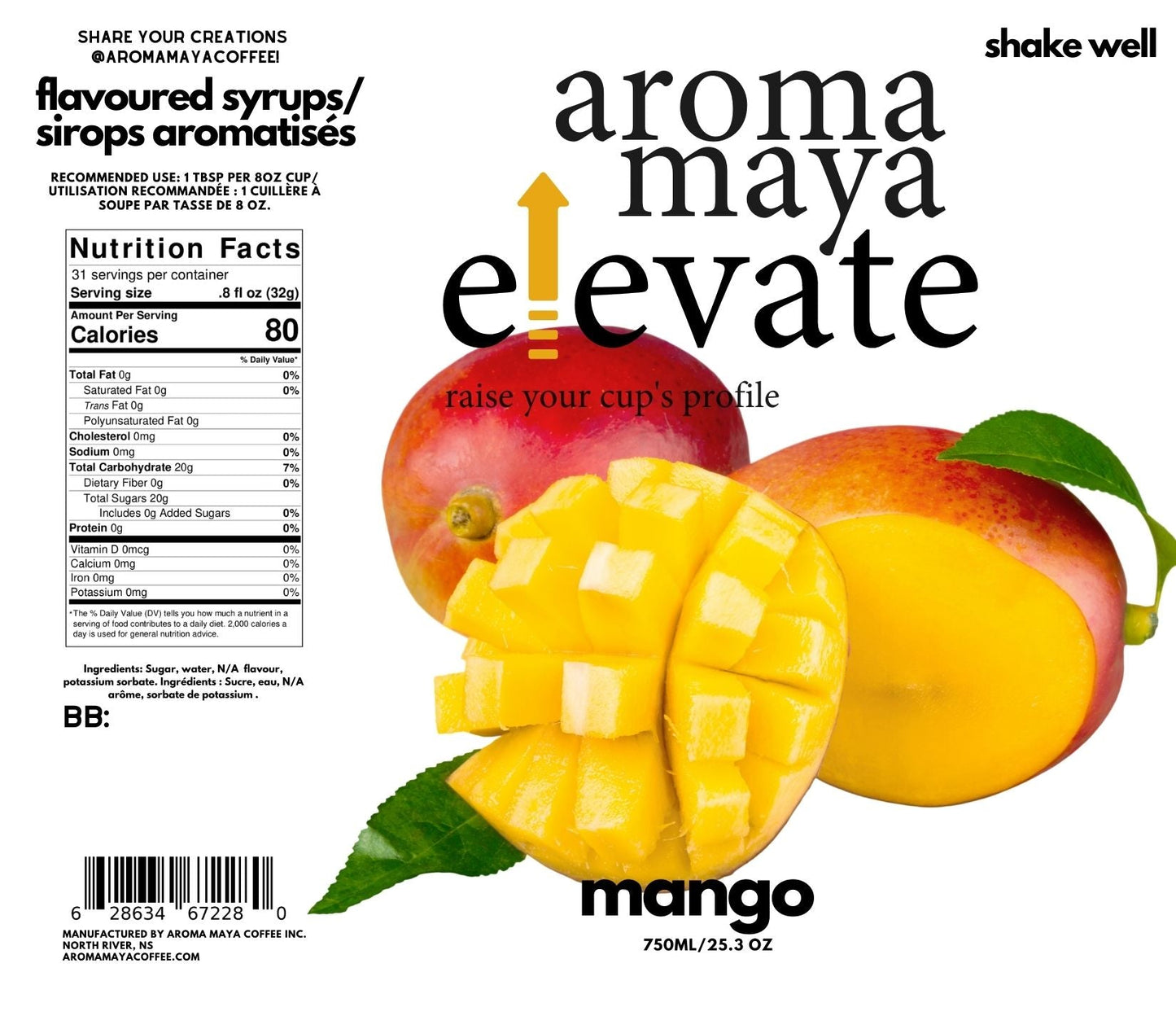 Elevate Syrup 750ml Mango
