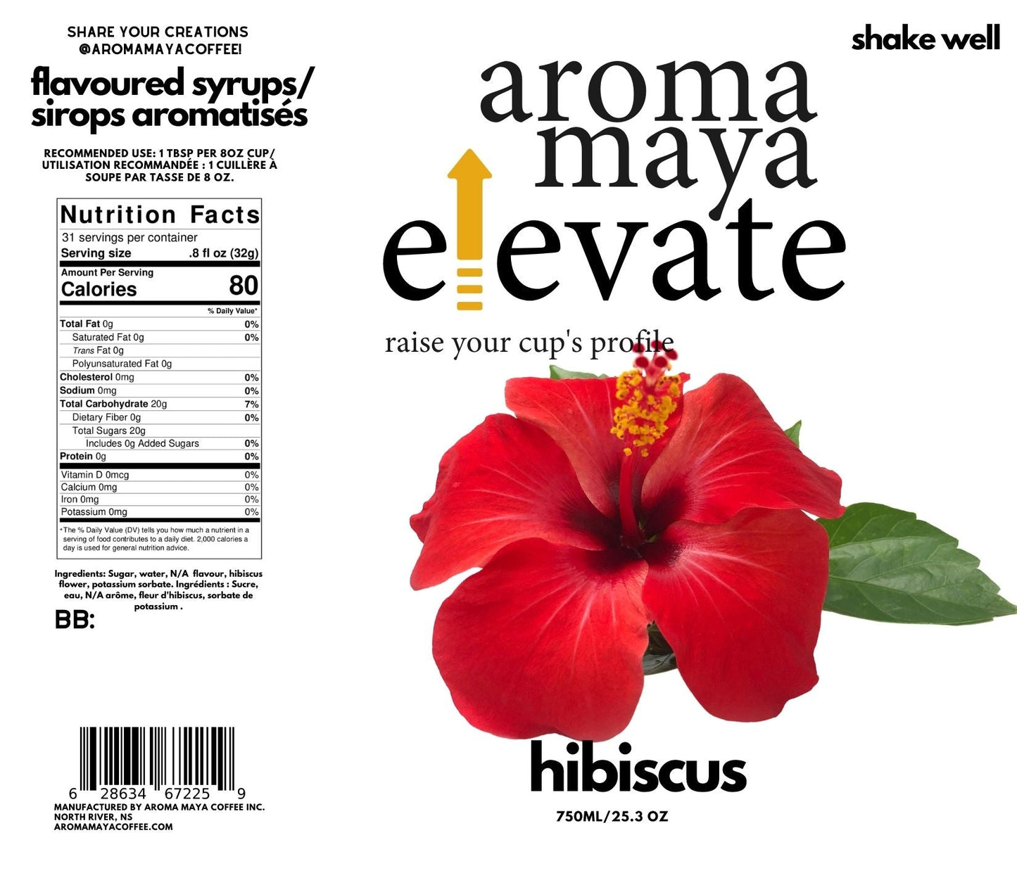 Elevate Syrup 750ml Hibiscus