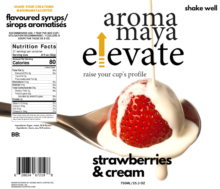 Elevate Syrup 750ml Strawberries & Cream