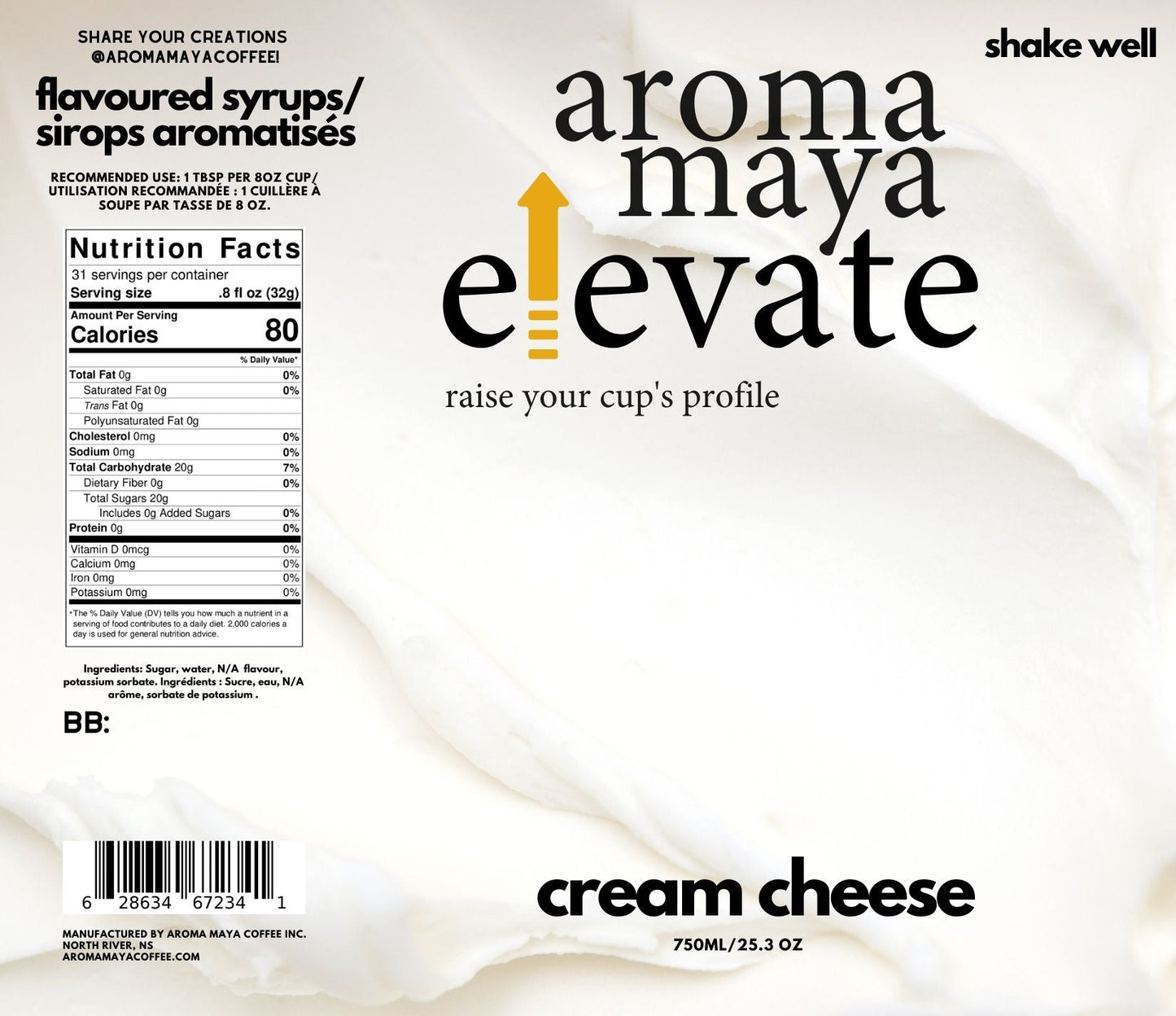 Elevate Syrup 750ml Cream Cheese