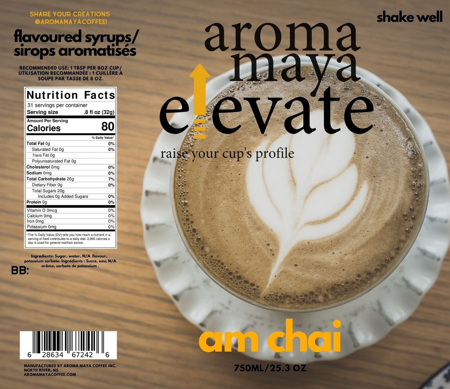 Elevate Syrup 750ml Chai